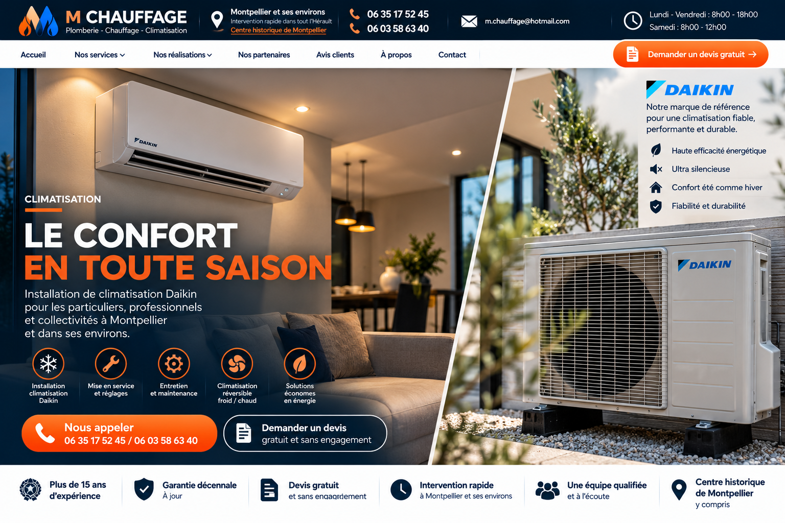 Climatisation Daikin installée par M Chauffage à Montpellier